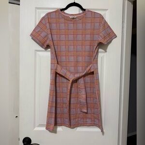 Steve Madden Plaid Tie-Front Knit Dress Size Large